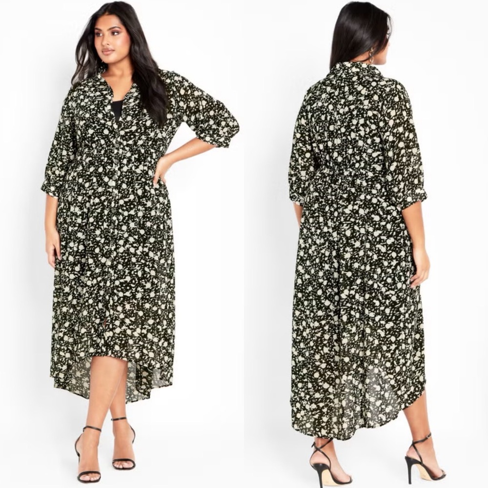 Avenue Rylee Black and White Floral Hi Lo Hemline Dress Sz. 22/24 NWT
